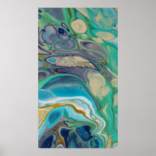 Turquoise Blauw Paarse Kleurrijke Marmeren Vloeiba Poster