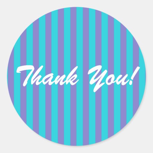 Turquoise blauw/Paarse streep Ronde Sticker (Voorkant)