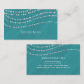 Turquoise Blauw & Parels Elegant Chic Visitekaartje (Voorkant / Achterkant)