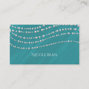 Turquoise Blauw & Parels Elegant Chic Visitekaartje