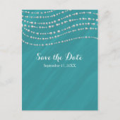 Turquoise Blauw & Parels Elegante Save The Date Aankondigingskaart (Voorkant)