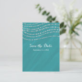 Turquoise Blauw & Parels Elegante Save The Date Aankondigingskaart (Staand voorkant)