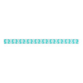 Turquoise blauw patroon met schattige onderpoes grosgrain lint (Voorkant)