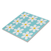 Turquoise blauw Retro Daisy Bloemen Patroon Tegeltje (Zijkant)