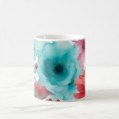 Turquoise blauw Rode Waterverf Spring Flowers Koffiemok (Center)
