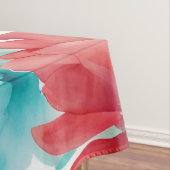 Turquoise blauw Rode Waterverf Spring Flowers Tafelkleed (Voorbeeld)