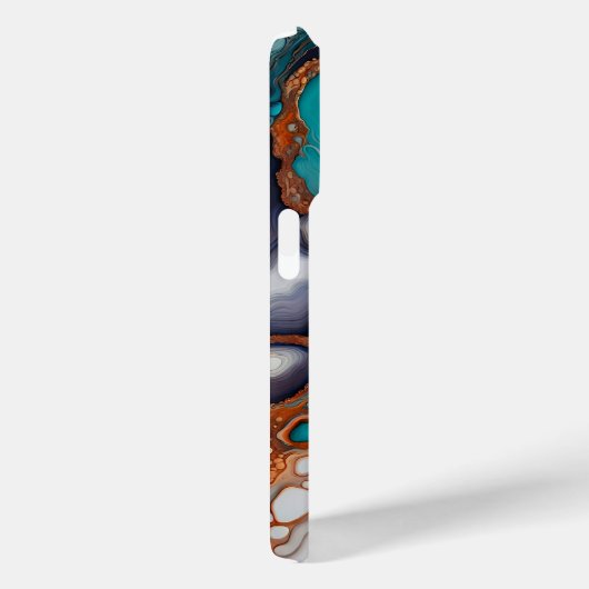 Turquoise blauw, roest en goudverf abstract Case-Mate iPhone case (Achterkant / Rechts)