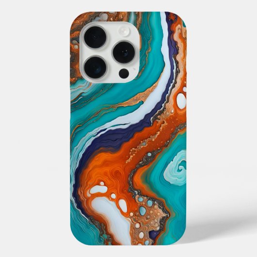 Turquoise blauw, roest en goudverf abstract Case-Mate iPhone case (Achterkant)