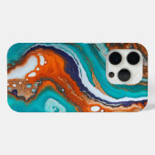 Turquoise blauw, roest en goudverf abstract Case-Mate iPhone case (Achterkant (horizontaal))