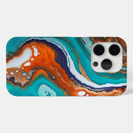 Turquoise blauw, roest en goudverf abstract Case-Mate iPhone case (Achterkant (horizontaal))