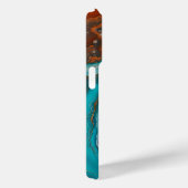 Turquoise blauw, roest en goudverf abstract Case-Mate iPhone case (Achterkant / Rechts)