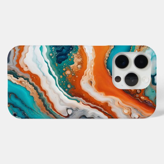 Turquoise blauw, roest en goudverf abstract Case-Mate iPhone case (Achterkant (horizontaal))