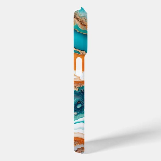 Turquoise blauw, roest en goudverf abstract Case-Mate iPhone case (Achterkant / Rechts)