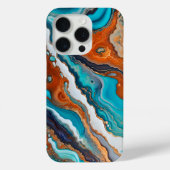 Turquoise blauw, roest en goudverf abstract Case-Mate iPhone case (Achterkant)