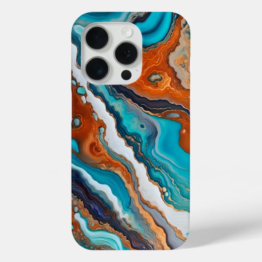Turquoise blauw, roest en goudverf abstract Case-Mate iPhone case (Achterkant)