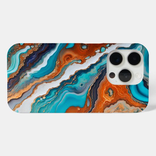 Turquoise blauw, roest en goudverf abstract Case-Mate iPhone case (Achterkant (horizontaal))