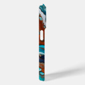 Turquoise blauw, roest en goudverf abstract Case-Mate iPhone case (Achterkant / Rechts)
