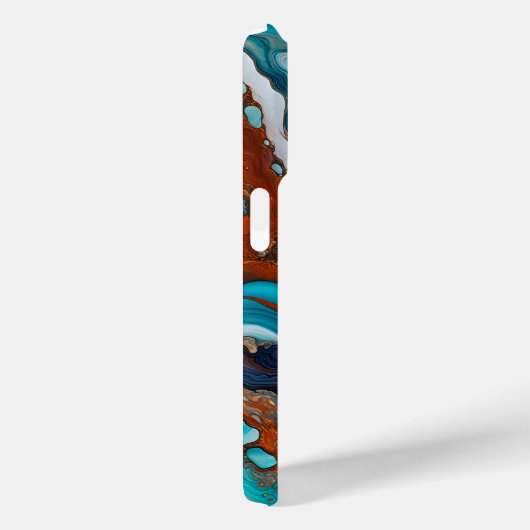 Turquoise blauw, roest en goudverf abstract Case-Mate iPhone case (Achterkant / Rechts)