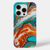 Turquoise blauw, roest en goudverf abstract Case-Mate iPhone case (Achterkant)