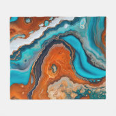 Turquoise blauw, roest en goudverf abstract fleece deken (Voorkant (Horizontaal))