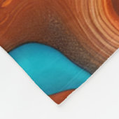 Turquoise blauw, roest en goudverf abstract fleece deken (Hoek)