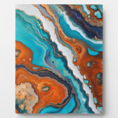 Turquoise blauw, roest en goudverf abstract fotoplaat (Voorkant)