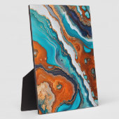 Turquoise blauw, roest en goudverf abstract fotoplaat (Zijkant)