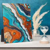 Turquoise blauw, roest en goudverf abstract fotoplaat (Zijkant)