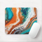 Turquoise blauw, roest en goudverf abstract muismat (Met muis)