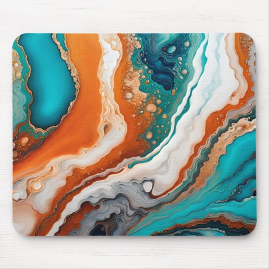 Turquoise blauw, roest en goudverf abstract muismat (Voorkant)