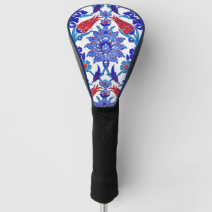 Turquoise Blauw Rood Oud Turks Bloem Mozaïek Golfheadcover