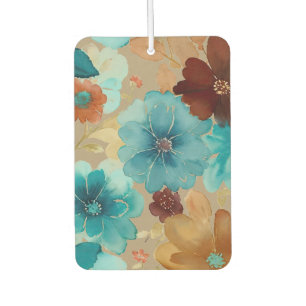 Turquoise blauw, rood, roest en bronzen bloemen luchtverfrisser