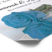 Turquoise Blauw Roos Cadeaus & Kaarten Trouwbord Poster (Hoek)