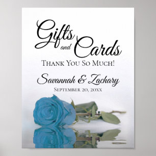 Turquoise Blauw Roos Cadeaus & Kaarten Trouwbord Poster