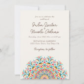 Turquoise Blauw Roze Abstract Mandala Bruiloft Kaart (Voorkant)