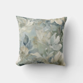 Turquoise Blauw Salie Groen Beige Aquarel Bloem 40 Kussen