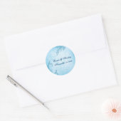  turquoise blauw scroll blad bruiloft ronde sticker (Envelop)