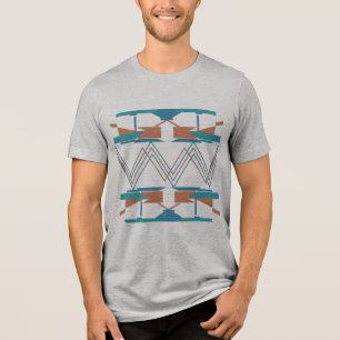 Turquoise Blauw Sinaasappel Zig-zag Zuidwest Look Tri-Blend Shirt
