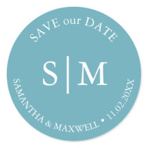 Turquoise Blauw Strand Bruiloft Monogram