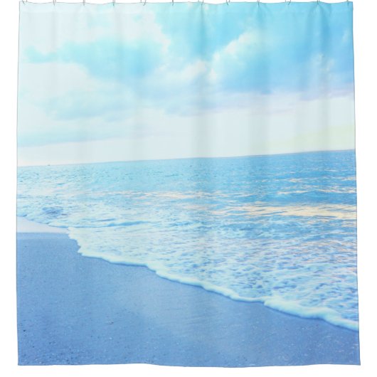 Turquoise Blauw Strand Douchegordijn (Voorkant)