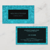 Turquoise Blauw Suede Bloemen Lederen Textuur Prin Visitekaartje (Voorkant / Achterkant)