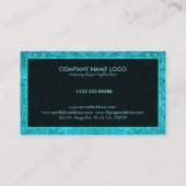 Turquoise Blauw Suede Bloemen Lederen Textuur Prin Visitekaartje (Achterkant)