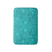 Turquoise-blauw suède lederen textuur bloemenontwe badmat (Voorkant Verticaal)