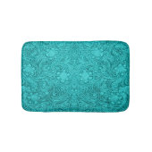 Turquoise-blauw suède lederen textuur bloemenontwe badmat (Voorkant)