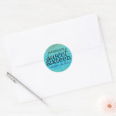 Turquoise Blauw Sweet 16 Party Sticker Gouden Glit (Envelop)