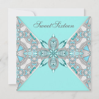 Turquoise Blauw Sweet Sixteen Verjaardagsfeest Kaart