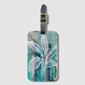 Turquoise Blauw & Teal Modern Botanische Waterverf Bagagelabel (Voorkant (verticaal))