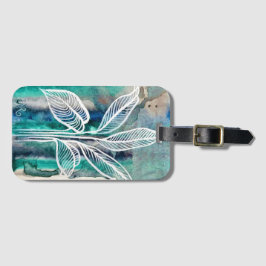 Turquoise Blauw & Teal Modern Botanische Waterverf Bagagelabel