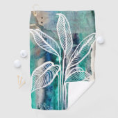 Turquoise Blauw & Teal Modern Botanische Waterverf Golfhanddoek (Insitu)