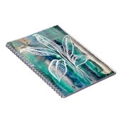Turquoise Blauw & Teal Modern Botanische Waterverf Notitieboek (Rechterzijde)